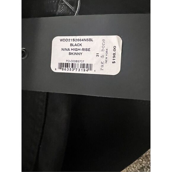 Rag & Bone Women's Black Nina Stretch High-Rise Skinny Jeans Size 31 NWT - Picture 7 of 7